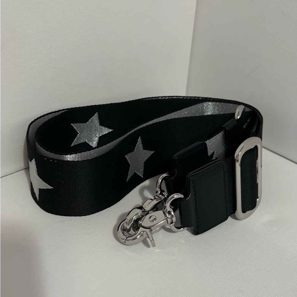 MZ Wallace Black and Silver Star Webbing Crossbody Strap